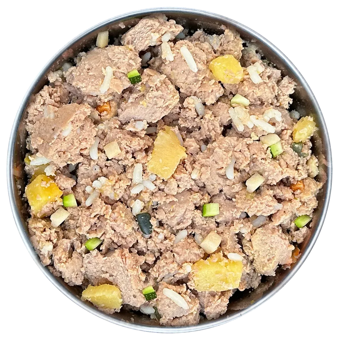 Kuracie mäso s ryžou, cuketou a mangom v pohári