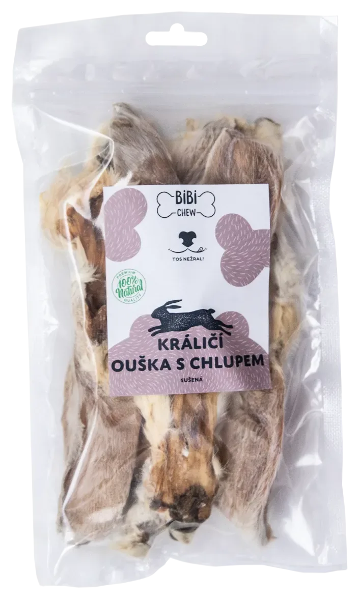 Králičie sušené uši s chlpmi